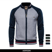 AIOPESON Spliced Cardigan Ανδρικά ρούχα casual υψηλής ποιότητας βαμβακερό πουλόβερ ανδρικό ζακέτες μάρκας χειμώνα για άνδρες