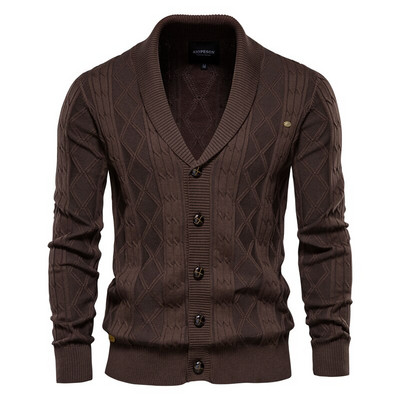 AIOPESON Spliced Cardigan Ανδρικά ρούχα casual υψηλής ποιότητας βαμβακερό πουλόβερ ανδρικό ζακέτες μάρκας χειμώνα για άνδρες