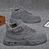 Muške zimske cipele s vezicama na ravnom potplatu i čičak trakom