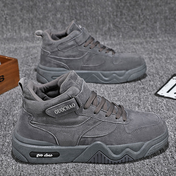 Muške zimske cipele s vezicama na ravnom potplatu i čičak trakom