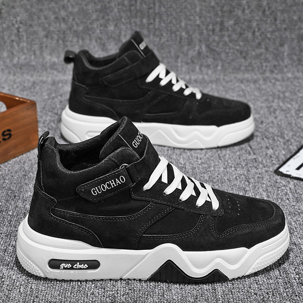 Muške zimske cipele s vezicama na ravnom potplatu i čičak trakom