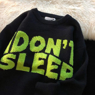 Νέο ανδρικό πουλόβερ πλεκτό Hip Hop Streetwear Πλεκτό πουλόβερ με γοτθικό γράμμα με σκελετός νυχτερίδας στάμπα πουλόβερ 2021 φθινόπωρο Harajuku Βαμβακερό πουλόβερ γυναικών