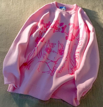 Νέο ανδρικό πουλόβερ πλεκτό Hip Hop Streetwear Πλεκτό πουλόβερ με γοτθικό γράμμα με σκελετός νυχτερίδας στάμπα πουλόβερ 2021 φθινόπωρο Harajuku Βαμβακερό πουλόβερ γυναικών