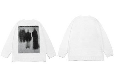 LENSTID Őszi Férfi Túlméretes kötött pulóverek Hip Hop Grafikus Utcai ruházat Harajuku Laza divat, alkalmi pulóverek