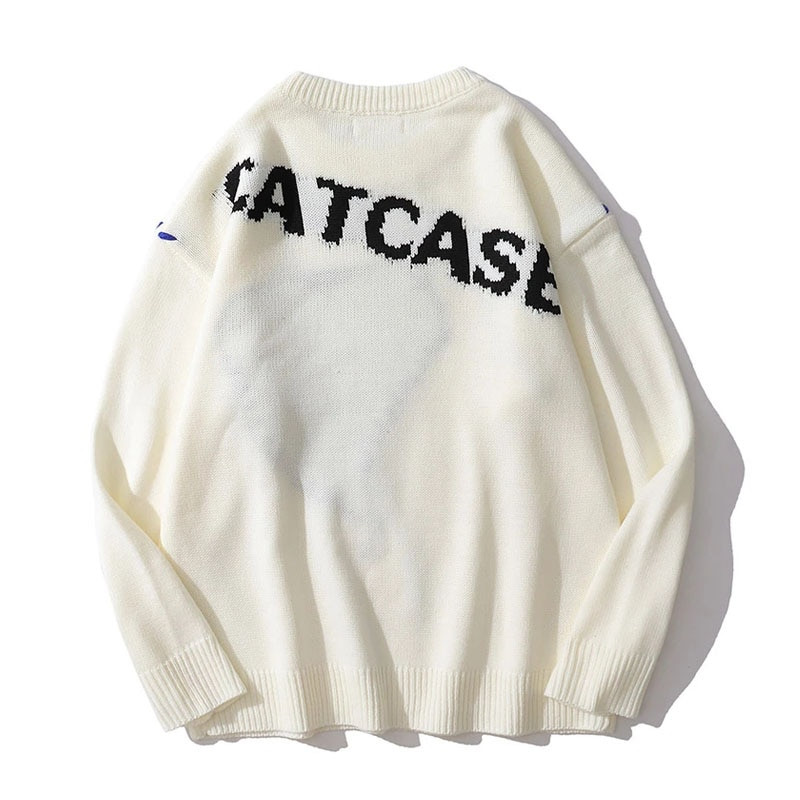 Harajuku sirds formas raksta pušķis trikotāžas neglīti džemperi vīriešiem hiphop vintage ikdienišķs brīvs o veida kakla izgriezums koledžas stila džemperi pāri