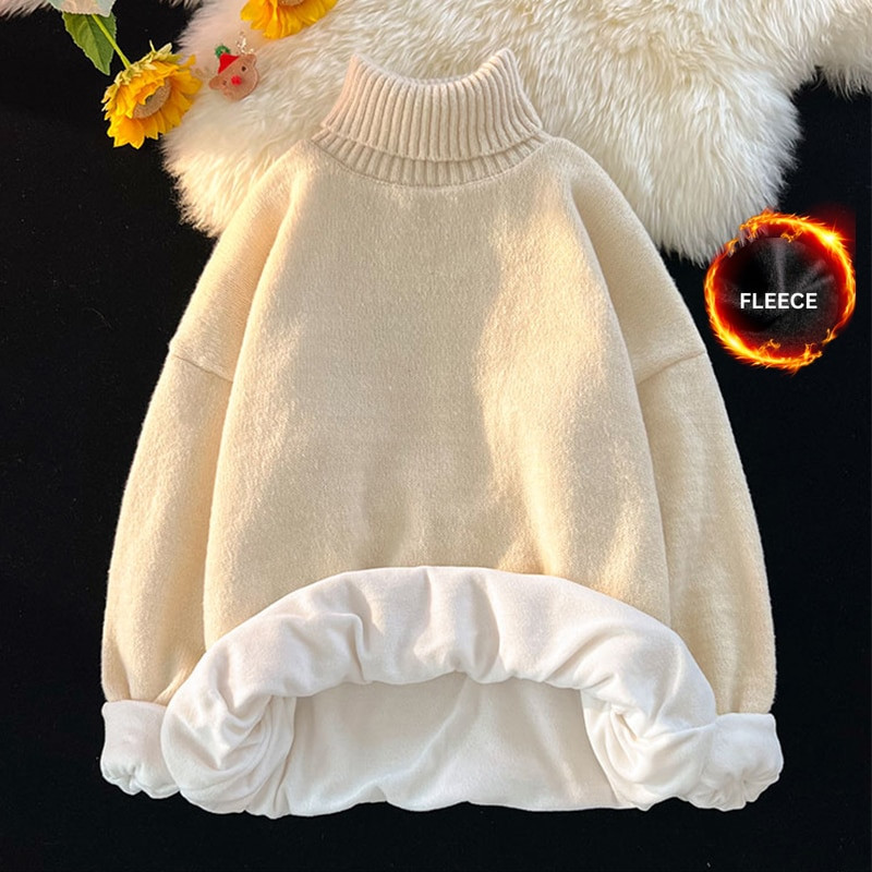 Ανδρικά πουλόβερ με ζιβάγκο χειμωνιάτικο ζεστό Privathinker Μασίφ κορεάτικο ανδρικό πουλόβερ με πλέξη 2022 Ανδρικά πουλόβερ από φλις Harajuku