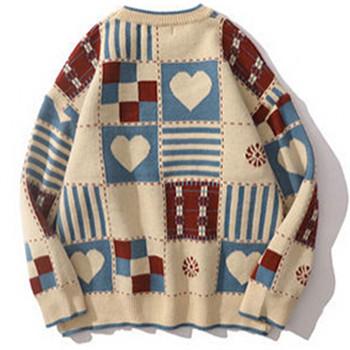 Vintage Πουλόβερ Ανδρικά Hip Hop Streetwear Harajuku ρετρό ιαπωνικό στυλ Love πλεκτό πουλόβερ 2022 Ζευγάρια Φθινοπωρινό βαμβακερό πουλόβερ