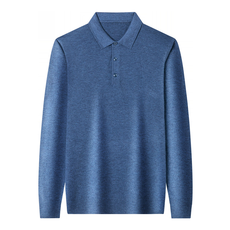 Rudens jauns vīriešu vienkrāsains vilnas džemperis klasiska stila lietišķs garās piedurknes plāns trikotāžas džemperis vīriešu zīmola apģērbi