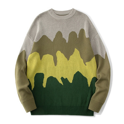 2022. gada jauns rudens ziemas ikdienas džemperis, brīvs Harajuku stila vīriešu džemperis ar apaļu kaklu ar garām piedurknēm Modes džemperi Moderni džemperi