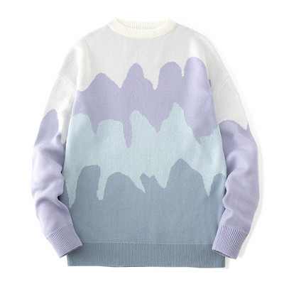 2022. gada jauns rudens ziemas ikdienas džemperis, brīvs Harajuku stila vīriešu džemperis ar apaļu kaklu ar garām piedurknēm Modes džemperi Moderni džemperi