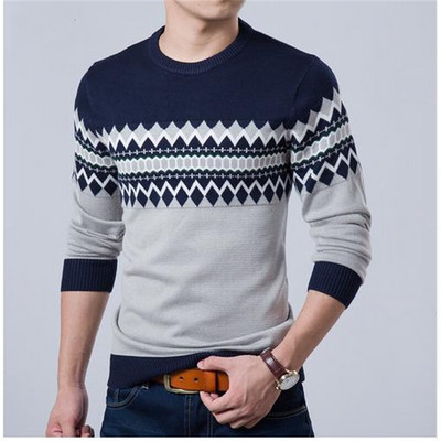 2022 нов есенен моден марков ежедневен пуловер с О-образно деколте Slim Fit Knitting Мъжки раирани пуловери и пуловери Мъжки пуловер Мъжки XXL