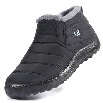 Ανδρικές μπότες αδιάβροχα χειμερινά παπούτσια για άντρες Μπότες χιονιού Slip on ankle boots Winter Warm Fur Black Botas Hombre με δωρεάν αποστολή