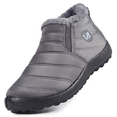 Ανδρικές μπότες αδιάβροχα χειμερινά παπούτσια για άντρες Μπότες χιονιού Slip on ankle boots Winter Warm Fur Black Botas Hombre με δωρεάν αποστολή