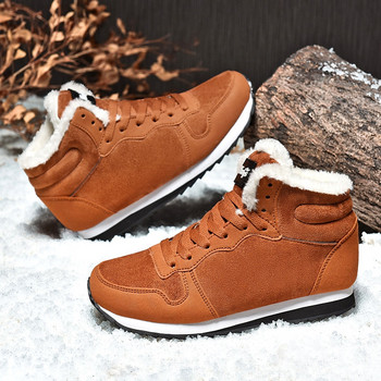 Мъжки ботуши Водоустойчиви зимни ботуши Мъжки олекотени високи кожени обувки Plus 48 Неплъзгащи се топли ботуши за сняг Плюшени дамски обувки