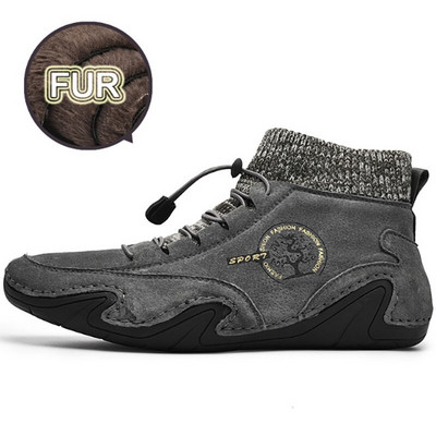 Ανδρικές χειμερινές μπότες 2021 Μόδα δερμάτινες μπότες Ανδρικές μπότες φθινοπώρου χειμώνα χιόνι casual Ανδρικά ανοιχτόχρωμα υπαίθρια παπούτσια αντιολισθητικά ζεστά Zapatos