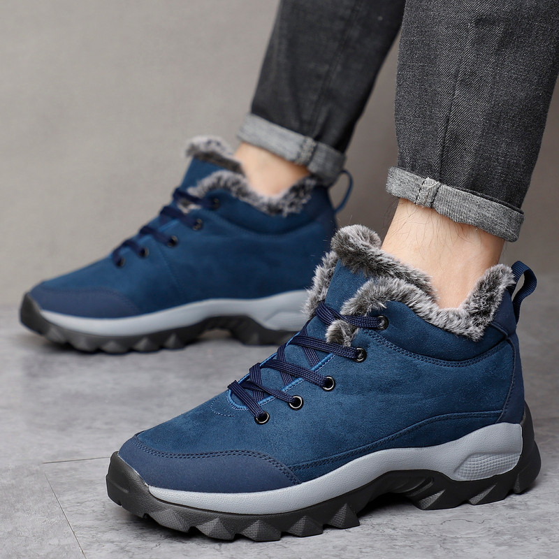Vīriešu sniega zābaki āra apavi vīriešiem, biezas zoles kedas vīriešiem ziemas apavi Botines Tenis saglabāt siltu pūku vīriešu puszābaki