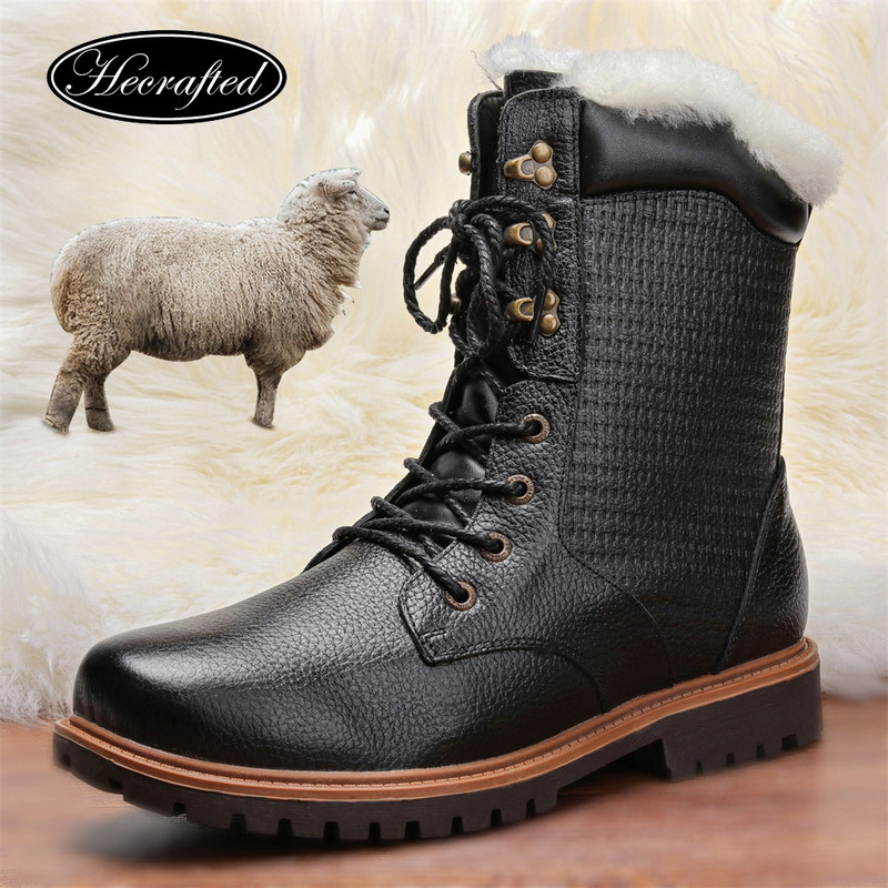 Zimske čizme od prirodne kravlje kože, muške prirodne vune, udobne, neklizajuće, tople muške cipele za snijeg 2022. #YM1568