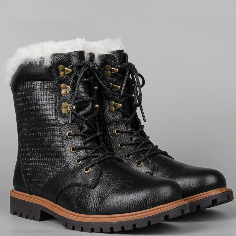 Zimske čizme od prirodne kravlje kože, muške prirodne vune, udobne, neklizajuće, tople muške cipele za snijeg 2022. #YM1568