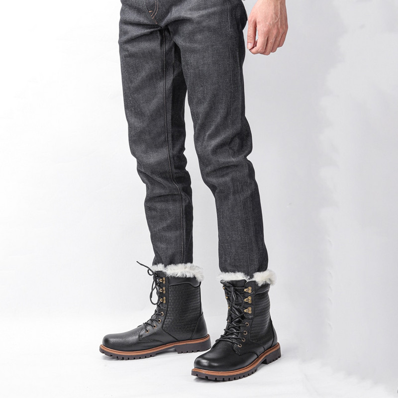 Zimske čizme od prirodne kravlje kože, muške prirodne vune, udobne, neklizajuće, tople muške cipele za snijeg 2022. #YM1568