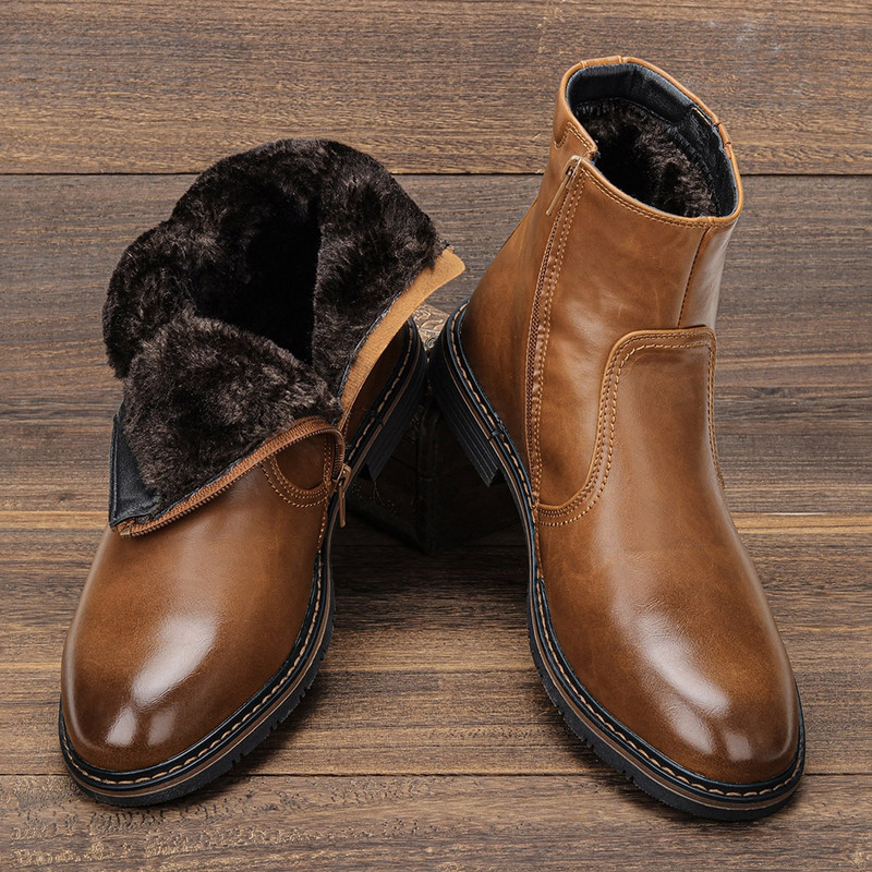 40-45 χειμερινές μπότες 2022 ζεστές αδιάβροχες αντιολισθητικές ανδρικές μπότες χιονιού Δερμάτινες χειμερινές μπότες για άνδρες