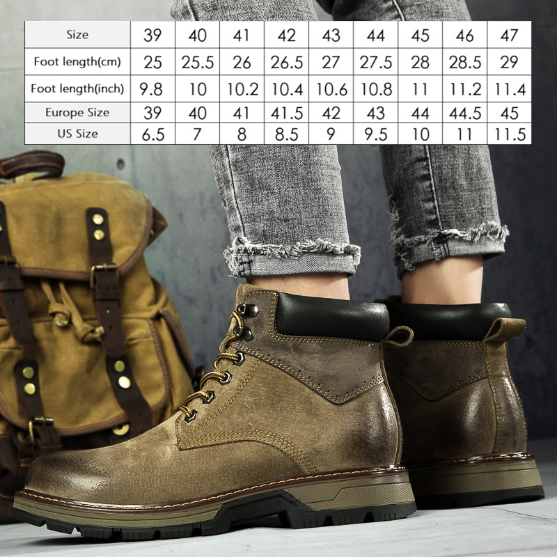 Dabīgas ādas ziemas zābaki Īsta govs āda Siltākie vīriešu ziemas apavi #98287