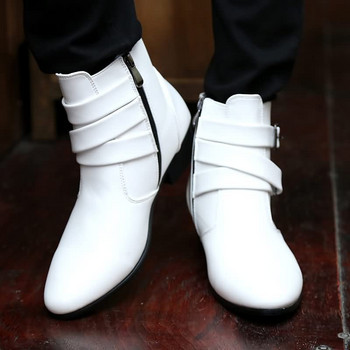 Мъжки ботуши Зимни кожени къси ботуши Обувки в британски стил Обувки с плосък ток Работни ботуши Мотоциклетни къси ботуши Ежедневни обувки до глезена sdc3