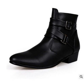 Ανδρικές μπότες Χειμερινές δερμάτινες κοντές μπότες Παπούτσια βρετανικού στυλ Flat Heel Work Boot Μοτοσικλέτα Κοντές μπότες Casual Ankle Shoes wed4