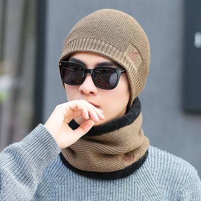 Πλεκτό ανδρικό σετ κασκόλ και καπέλο