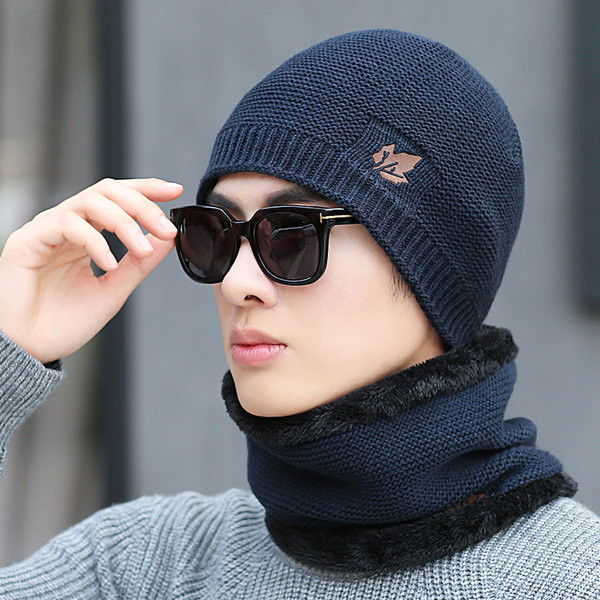 Πλεκτό ανδρικό σετ κασκόλ και καπέλο