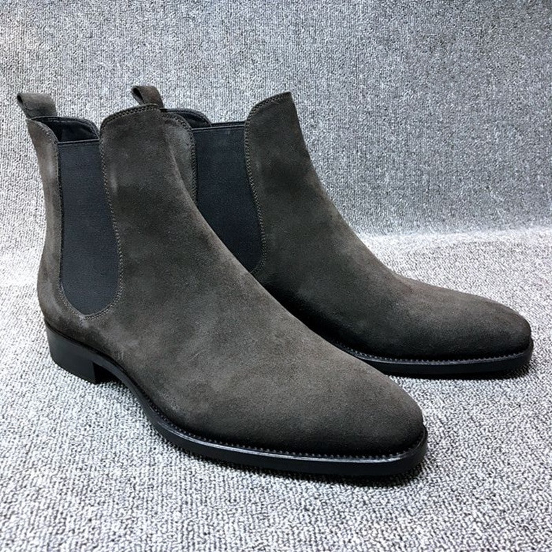 Μαλακό Suede Nap Chelsea Boots Ανδρικά ανδρικά μποτάκια κορυφαίας ποιότητας Χειμερινά χοντρά μποτάκια για άντρες Ζεστά φλατ παπούτσια Ψηλά μποτάκια Botas Mujer