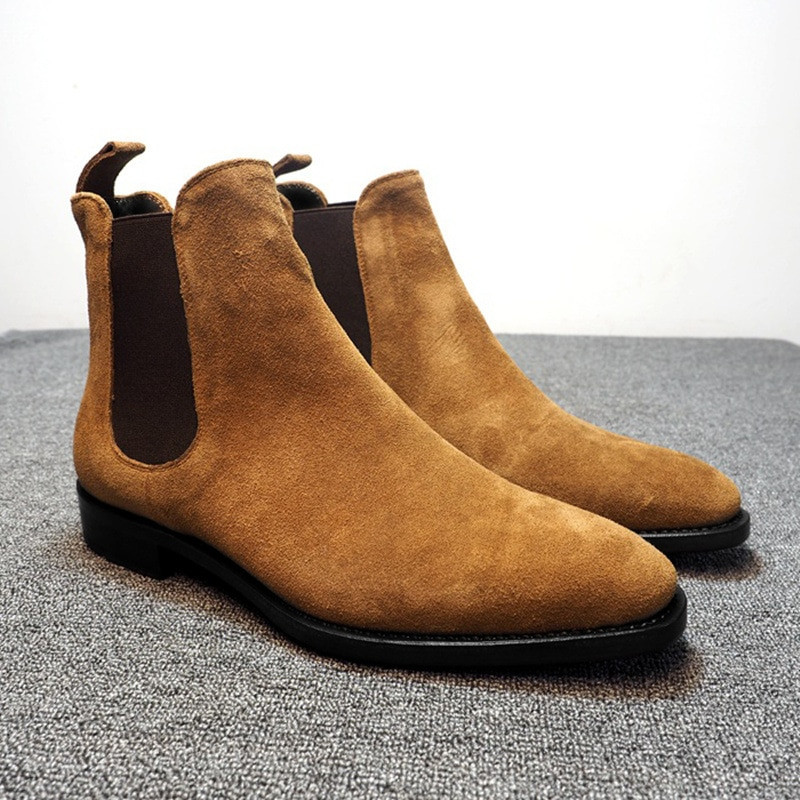 Μαλακό Suede Nap Chelsea Boots Ανδρικά ανδρικά μποτάκια κορυφαίας ποιότητας Χειμερινά χοντρά μποτάκια για άντρες Ζεστά φλατ παπούτσια Ψηλά μποτάκια Botas Mujer
