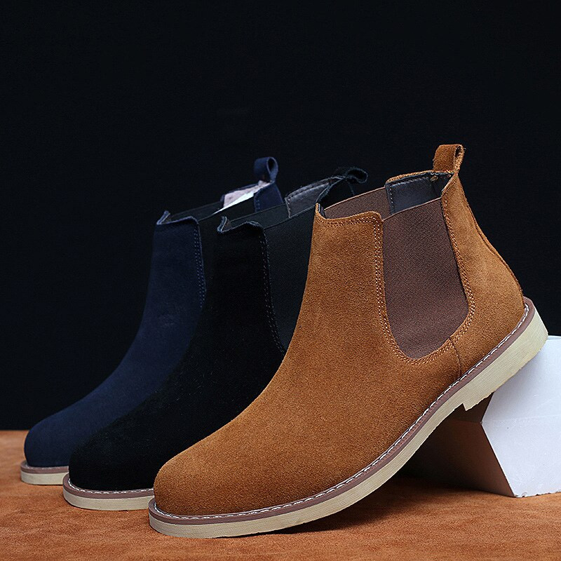Ανδρικές μπότες Luxury Άνοιξη/Χειμώνας Κομψές μπότες Chelsea Ανδρικά παπούτσια από δέρμα αγελάδας Suede Lovers' Casual Shoes Plus Size 47 Zapatillas Hombregy