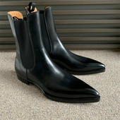 Chelsea Boots Ανδρικές μπότες PU Μαύρες Κλασική Μόδα Business Casual Street Personality Ψηλά slip-on Κομψές κοντές μπότες