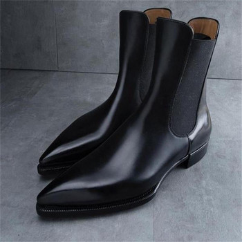 Chelsea Boots Ανδρικές μπότες PU Μαύρες Κλασική Μόδα Business Casual Street Personality Ψηλά slip-on Κομψές κοντές μπότες