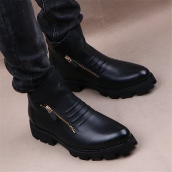 Brand Men Botas Hombre Ankle Boots Μόδα Ανδρικά Δερμάτινα Chelsea Boots Ανδρικά Slip Ons Μοτοσικλέτα Άνδρας ζεστές μπότες Ανδρικά παπούτσια εργασίας