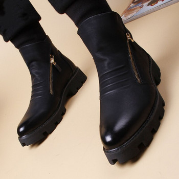 Brand Men Botas Hombre Ankle Boots Μόδα Ανδρικά Δερμάτινα Chelsea Boots Ανδρικά Slip Ons Μοτοσικλέτα Άνδρας ζεστές μπότες Ανδρικά παπούτσια εργασίας