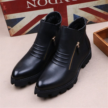 Brand Men Botas Hombre Ankle Boots Μόδα Ανδρικά Δερμάτινα Chelsea Boots Ανδρικά Slip Ons Μοτοσικλέτα Άνδρας ζεστές μπότες Ανδρικά παπούτσια εργασίας