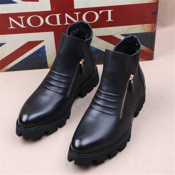 Brand Men Botas Hombre Ankle Boots Μόδα Ανδρικά Δερμάτινα Chelsea Boots Ανδρικά Slip Ons Μοτοσικλέτα Άνδρας ζεστές μπότες Ανδρικά παπούτσια εργασίας