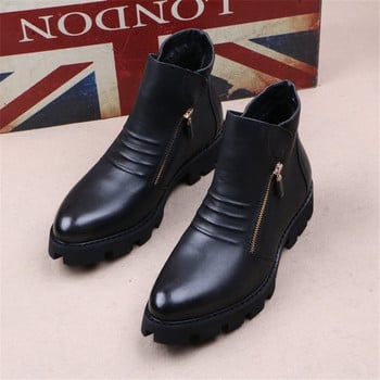 Brand Men Botas Hombre Ankle Boots Μόδα Ανδρικά Δερμάτινα Chelsea Boots Ανδρικά Slip Ons Μοτοσικλέτα Άνδρας ζεστές μπότες Ανδρικά παπούτσια εργασίας