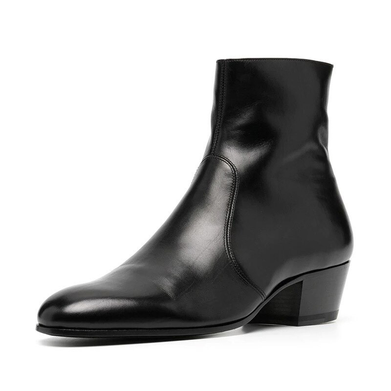 ādas vīriešu Chelsea zābaki, melni zābaki ar rāvējslēdzēju vīriešiem Vintage motociklu zābaki, puszābaki