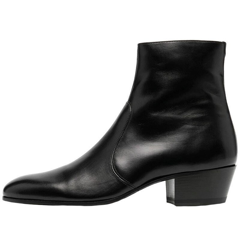 ādas vīriešu Chelsea zābaki, melni zābaki ar rāvējslēdzēju vīriešiem Vintage motociklu zābaki, puszābaki