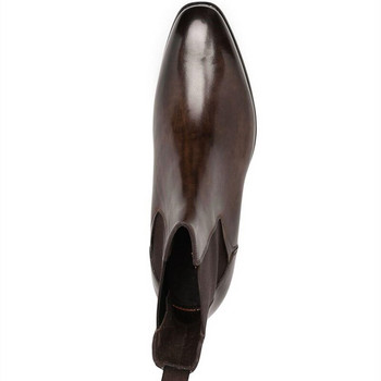 Ανδρικές καφέ μπότες Chelsea Μαύρες Business Handmade Ανδρικές Κοντές Μπότες Slip-On Ankle Boots για άνδρες Δωρεάν αποστολή