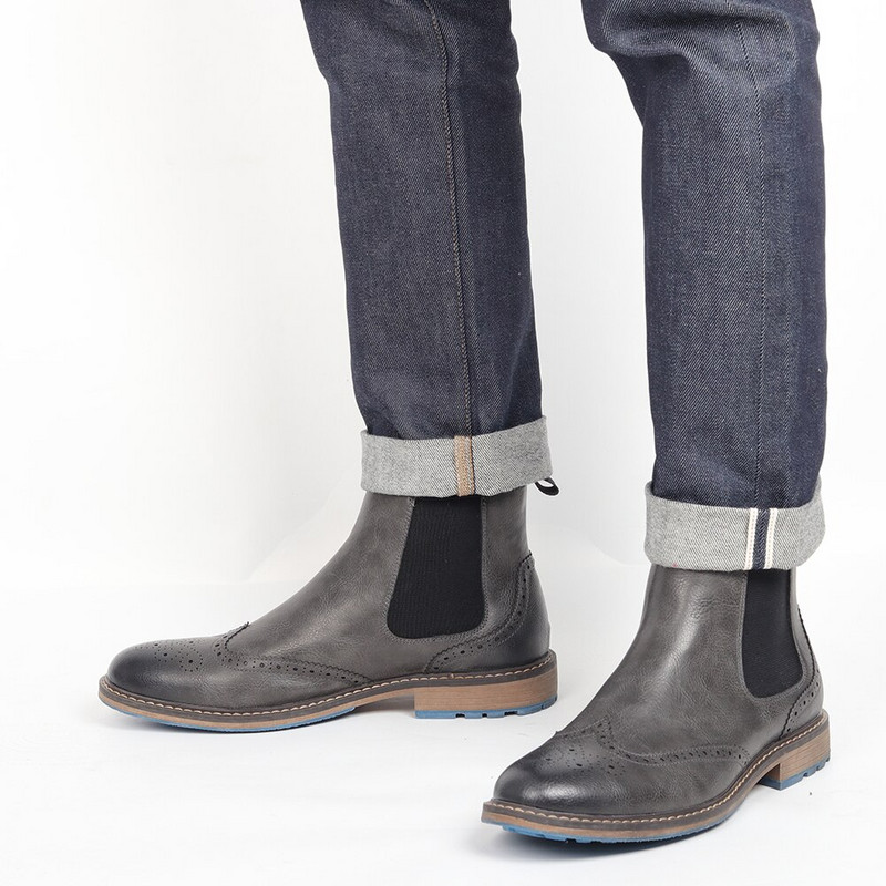 Chelsea Boots Vīriešu augstākās kvalitātes 2022. gada zīmola ērti ādas puszābaki, Brogue stila puszābaki #AL641