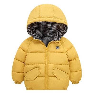 Bērnu kokvilnas apģērbi, biezināti dūnu meiteņu jaka mazuļi bērni ziemas silts mētelis rāvējslēdzējs kapuci kostīms zēnu virsdrēbes