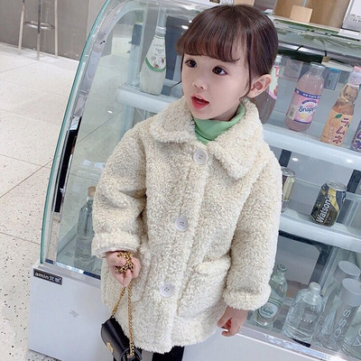 2022 New Children Lambswool Coat Baby turndown Collar Thicken Ζεστό μπουφάν για κορίτσια μακρύ παλτό Χειμώνας Παιδικά κορίτσια Casual ρούχα