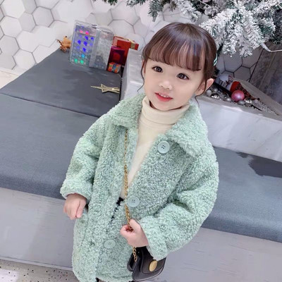 2022 New Children Lambswool Coat Baby turndown Collar Thicken Ζεστό μπουφάν για κορίτσια μακρύ παλτό Χειμώνας Παιδικά κορίτσια Casual ρούχα