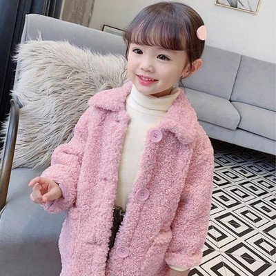 2022 New Children Lambswool Coat Baby turndown Collar Thicken Ζεστό μπουφάν για κορίτσια μακρύ παλτό Χειμώνας Παιδικά κορίτσια Casual ρούχα