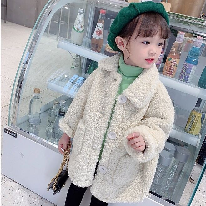 2022 New Children Lambswool Coat Baby turndown Collar Thicken Ζεστό μπουφάν για κορίτσια μακρύ παλτό Χειμώνας Παιδικά κορίτσια Casual ρούχα