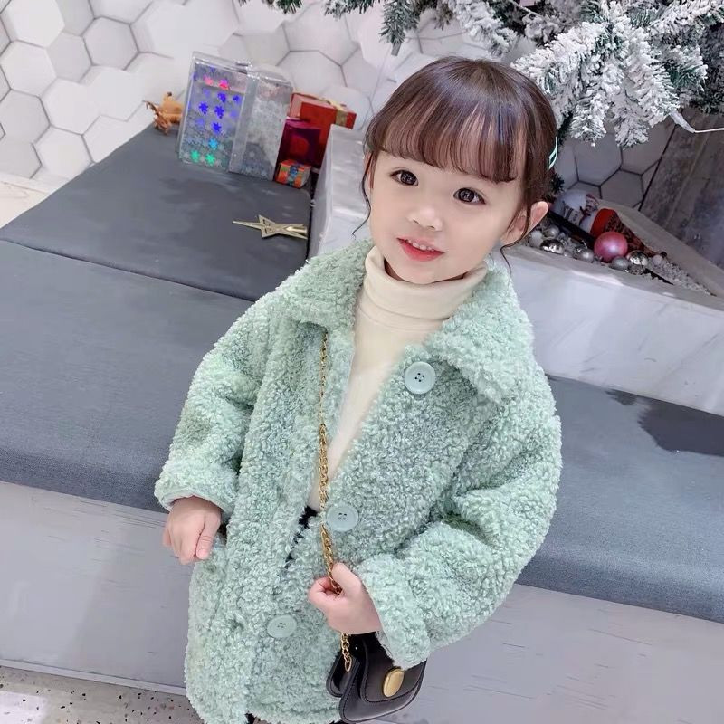 2022 New Children Lambswool Coat Baby turndown Collar Thicken Ζεστό μπουφάν για κορίτσια μακρύ παλτό Χειμώνας Παιδικά κορίτσια Casual ρούχα