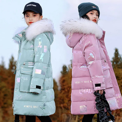 Νέο Χειμερινό πουπουλένιο βαμβακερό μπουφάν Κοριτσίστικο αδιάβροχο παλτό με κουκούλα Παιδικά εξωτερικά ρούχα Ένδυση εφηβικής ηλικίας 5-16 ετών Παιδική στολή χιονιού Parka